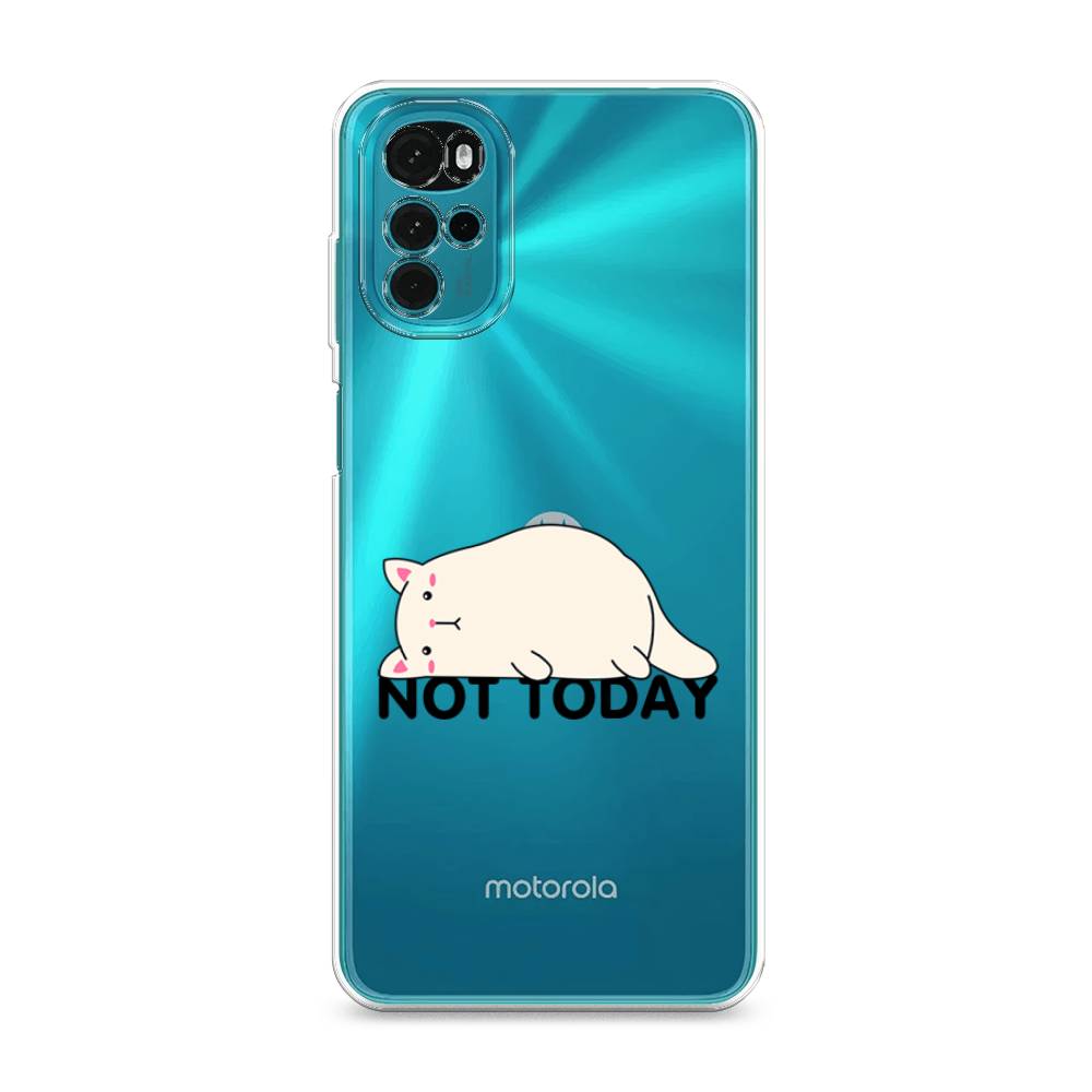 

Чехол на Motorola Moto G22 "Cat not today", Белый;розовый;черный, 243150-1