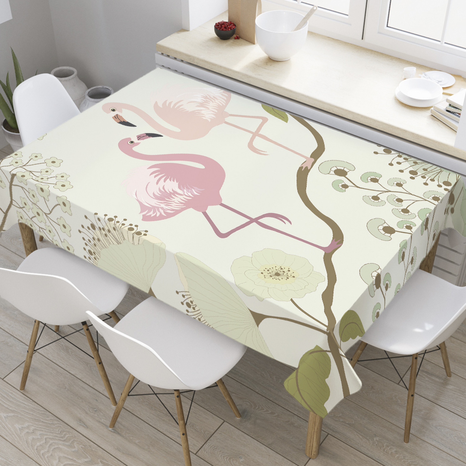 

Скатерть прямоугольная JoyArty "Фламинго на ветках" из оксфорда, 120x145 см, Фламинго на ветках