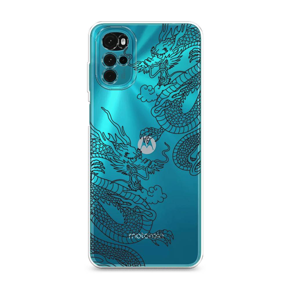 

Чехол на Motorola Moto G22 "Два китайских дракона", Серый;черный, 243150-1