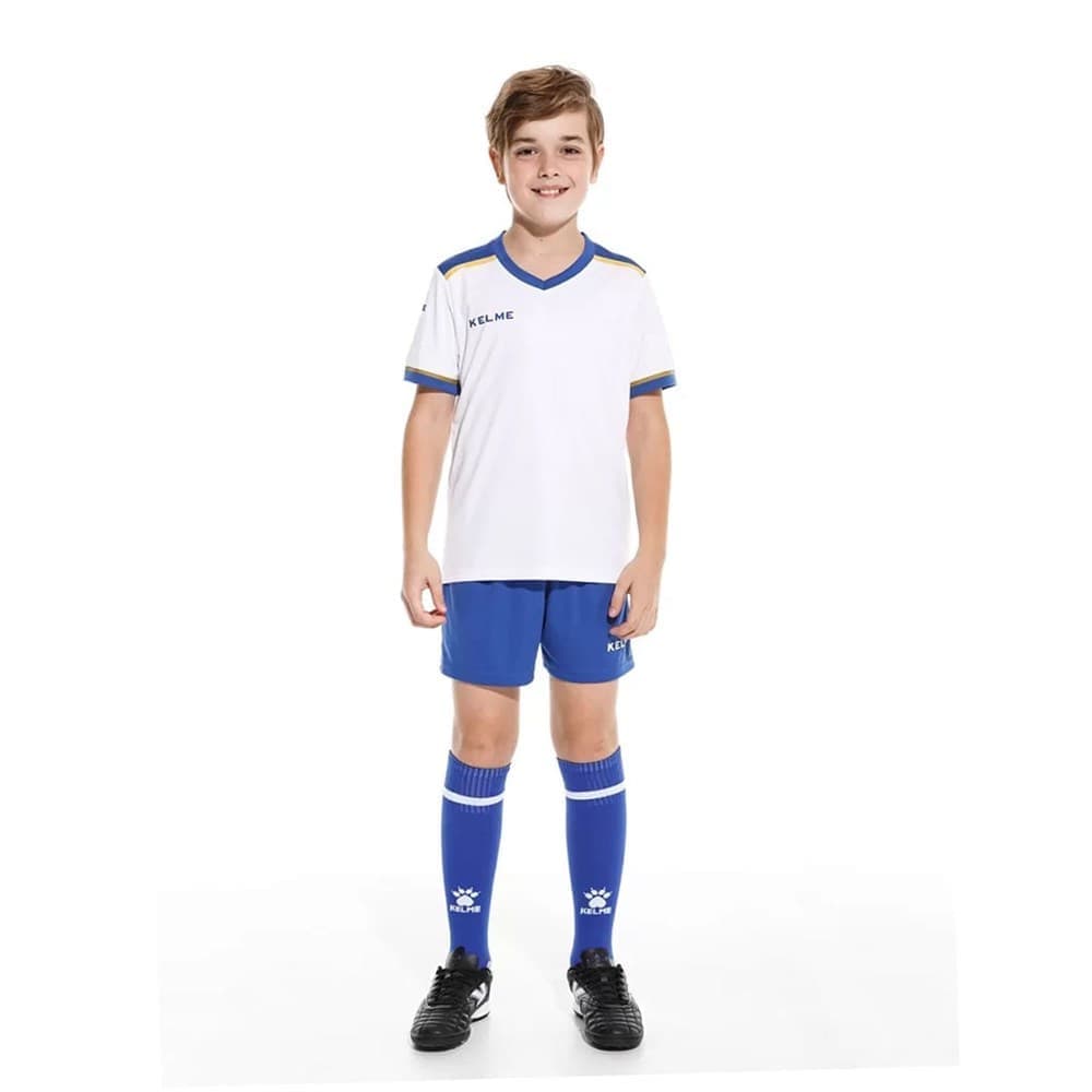 Костюм спортивный KELME FOOTBALL SUIT KID, белый/синий/золотой, 116