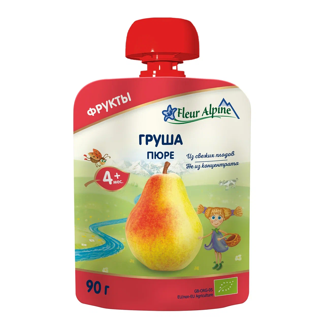 <b>Пюре</b> <b>фруктовое</b> Fleur Alpine <b>Груша</b> с 4 месяцев 90 г, 1 шт., <b>Груша</b> пауч.