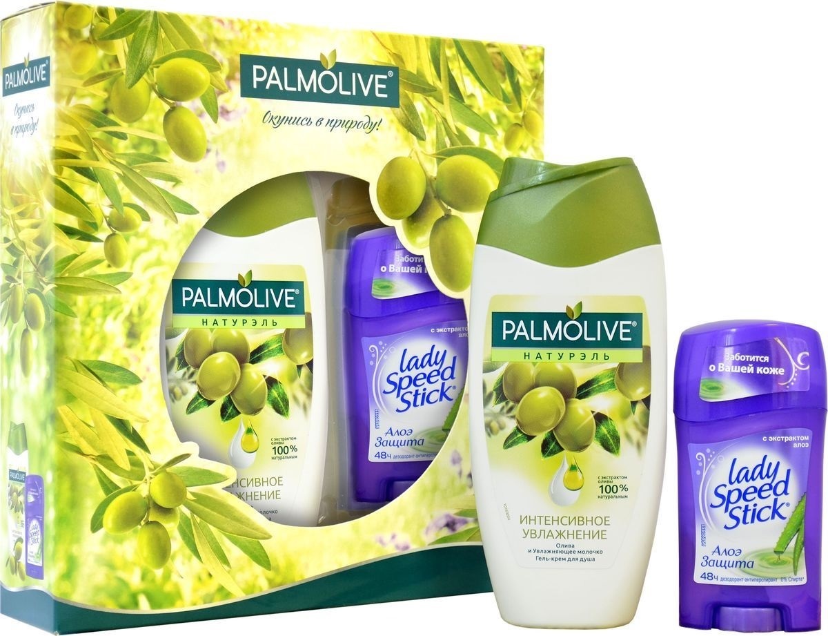 фото Подарочный набор palmolive гель для душа, 250 мл + дезодорант-антиперспирант "алое", 250мл