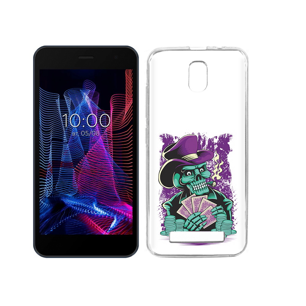 

Чехол MyPads Tocco для BQ 5047L Like зеленый череп с картами, Прозрачный, Tocco