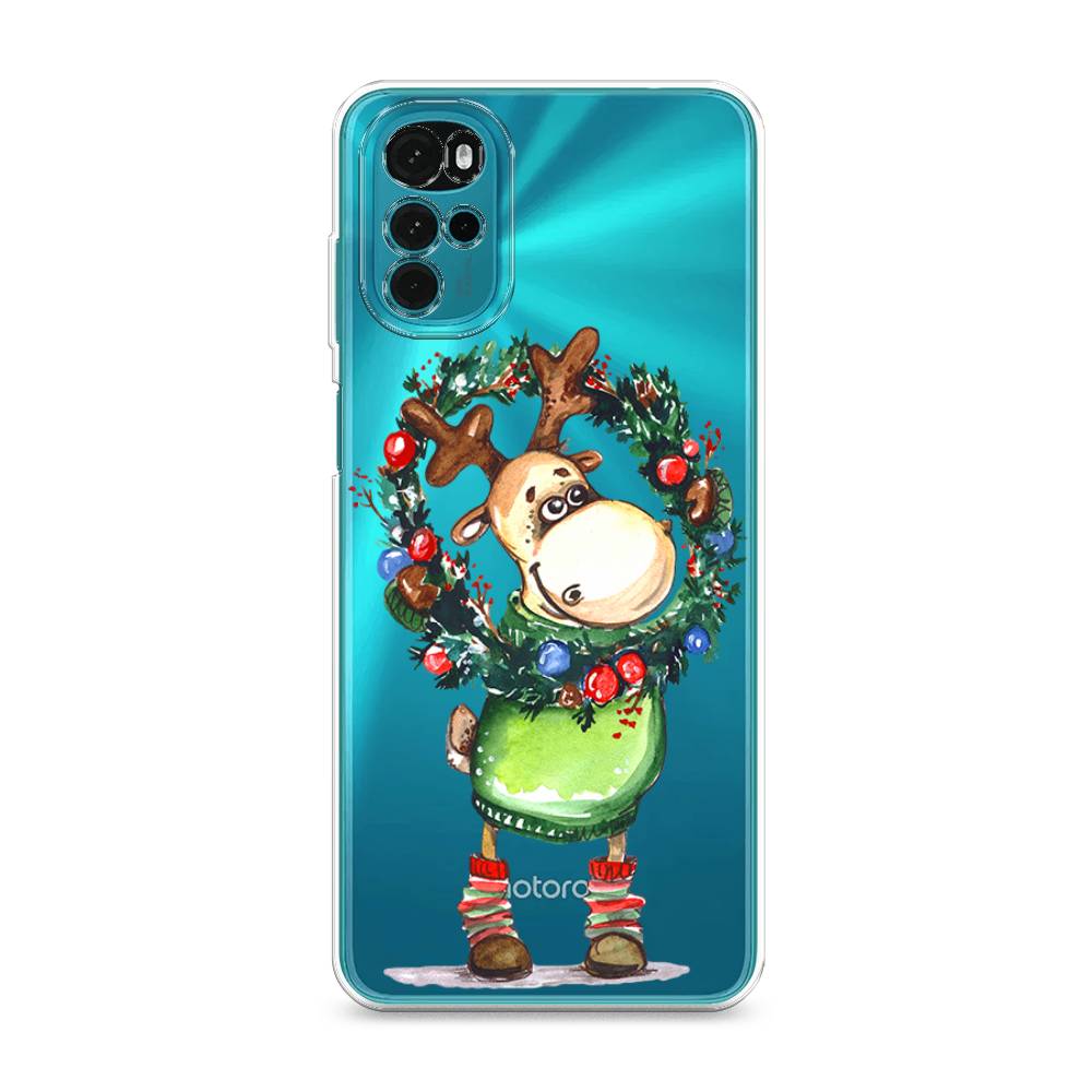 

Чехол на Motorola Moto G22 "Олень с новогодним венком", 243150-4