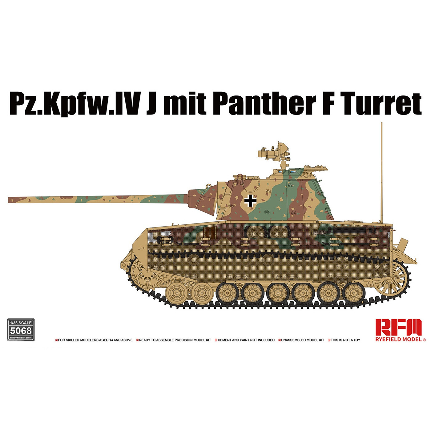 фото Rm-5068 rye field model 1/35 средний танк pz.kpfw.iv j mit panther f turret nobrand