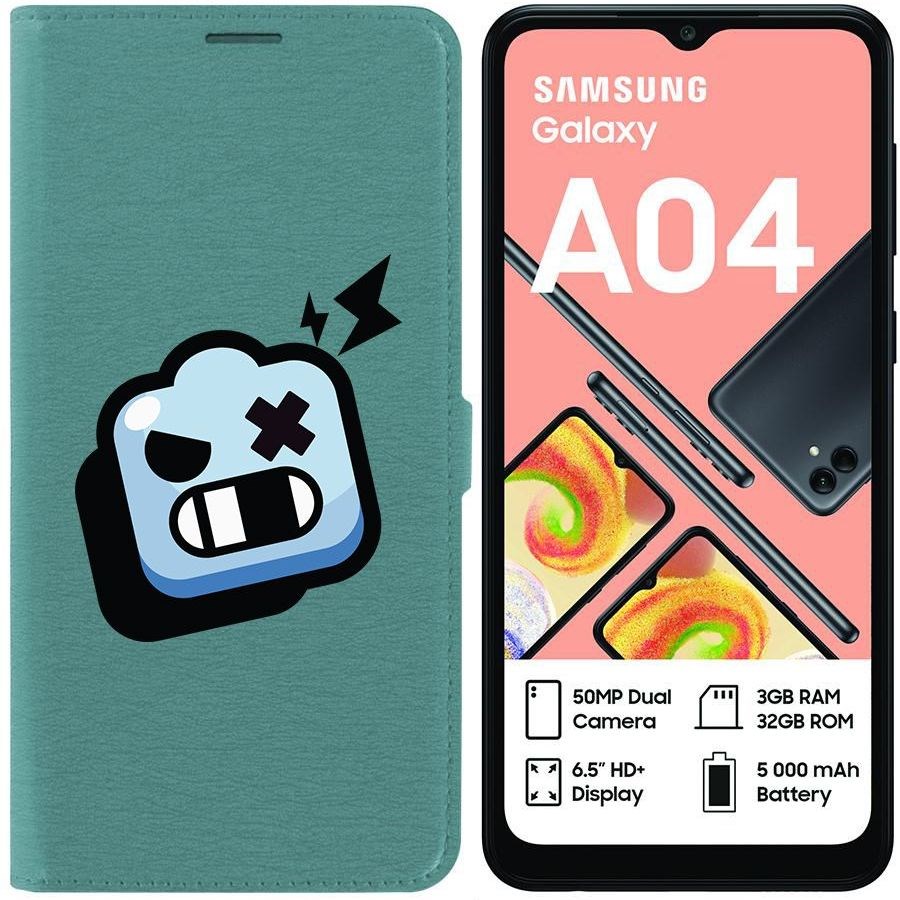 

Чехол-книжка Eco для Samsung Galaxy A04 (A045) Brawl Stars-Роборубка (зелёный опал)