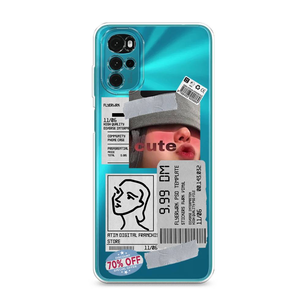 

Чехол на Motorola Moto G22 "Cute girl collage", Розовый;серый;голубой, 243150-6