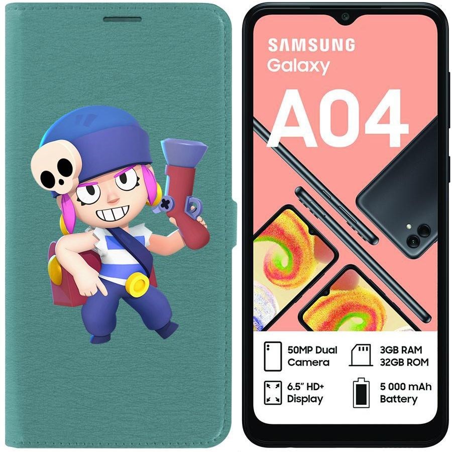 

Чехол-книжка Eco для Samsung Galaxy A04 (A045) Brawl Stars-Пенни (зелёный опал)