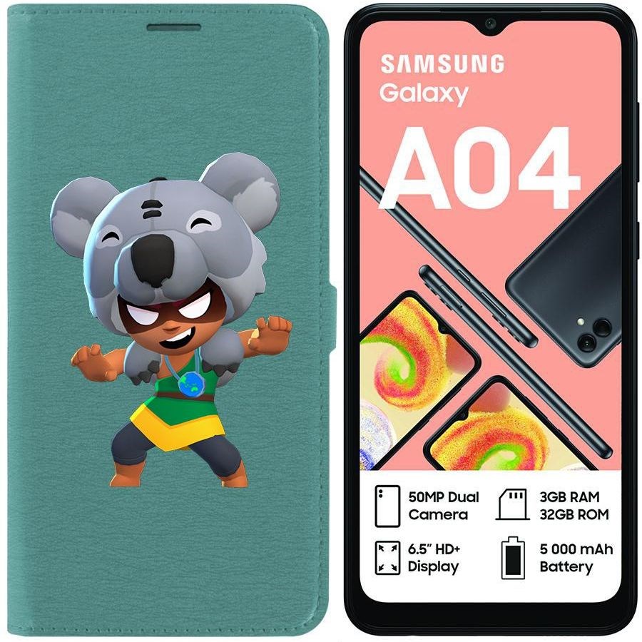 

Чехол-книжка Eco для Samsung Galaxy A04 (A045) Brawl Stars-Нита Коала (зелёный опал)