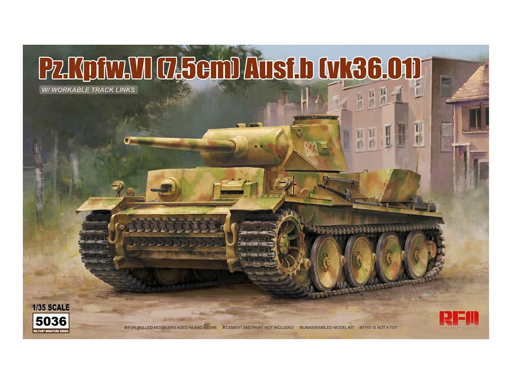 

RM-5036 Rye Field Model 1/35 PZ.KPFW.VI AUSF.B (VK36.01) W/ WORKABLE TRACK LINKS, RM-5036