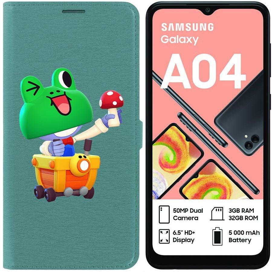 

Чехол-книжка Eco для Samsung Galaxy A04 (A045) Brawl Stars-Леонард Карл (зелёный опал)