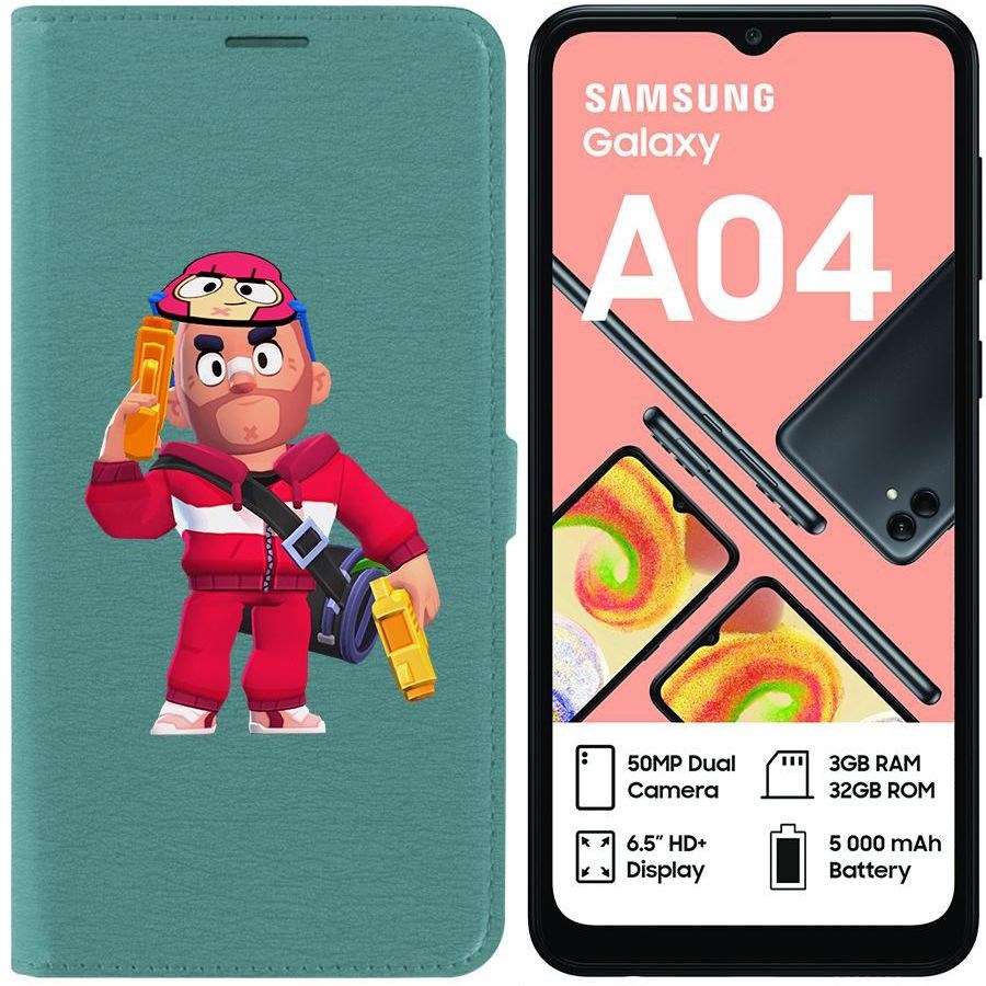 

Чехол-книжка Eco для Samsung Galaxy A04 (A045) Brawl Stars-Красавчик Кольт (зелёный опал)