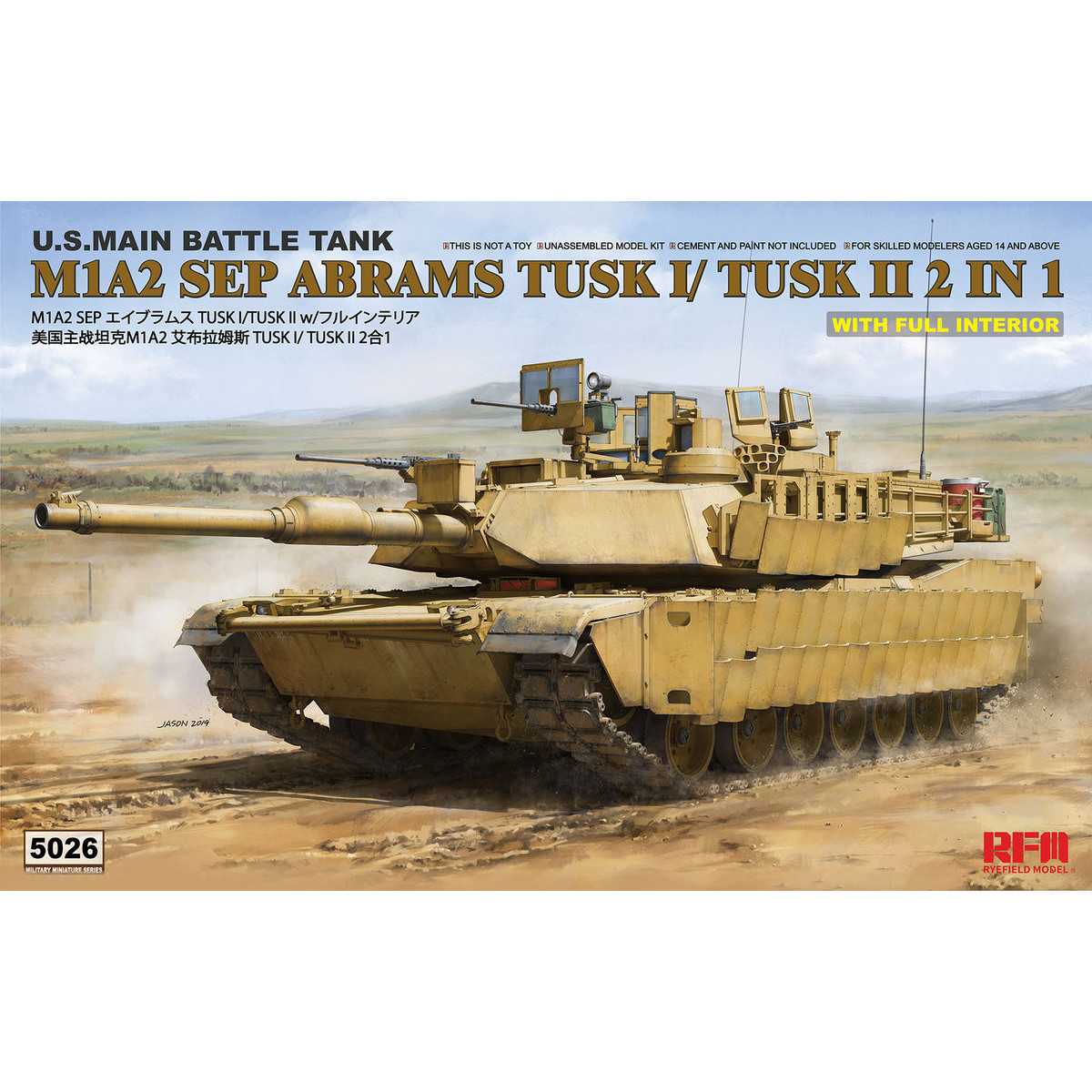 

RM-5026 Rye Field Model 1/35 M1A2 SEP Abrams TUSK I /TUSK II with full interior, RM-5026