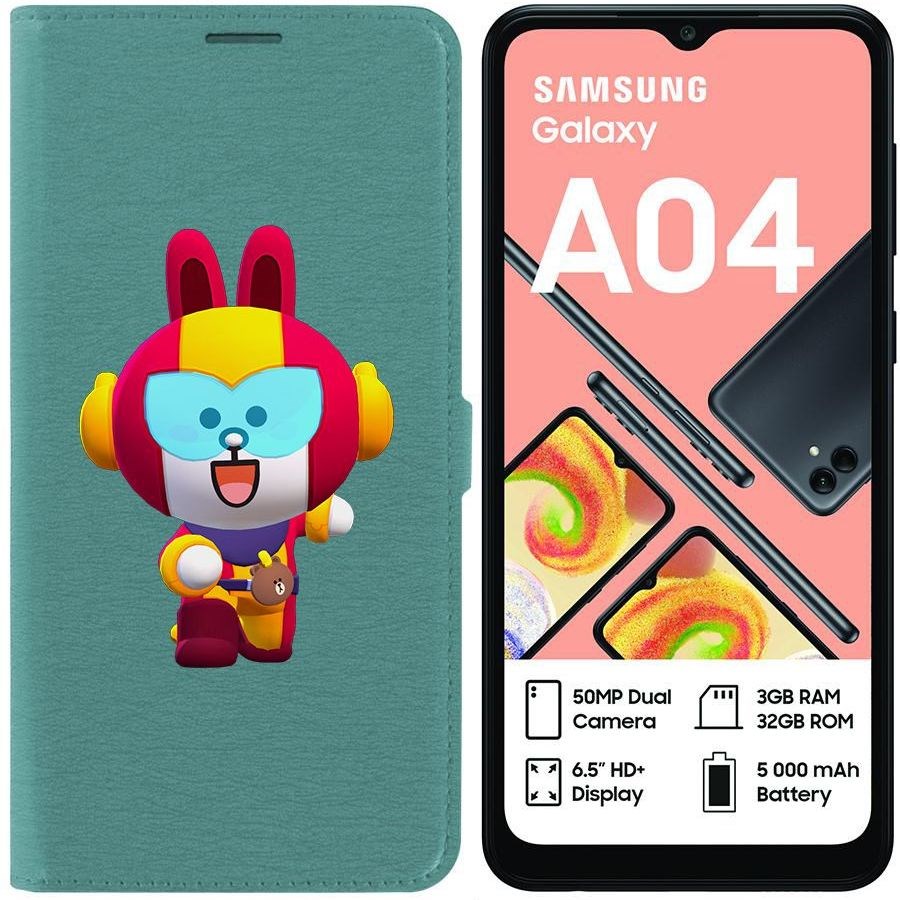 

Чехол-книжка Eco для Samsung Galaxy A04 (A045) Brawl Stars-Кони Макс (зелёный опал)