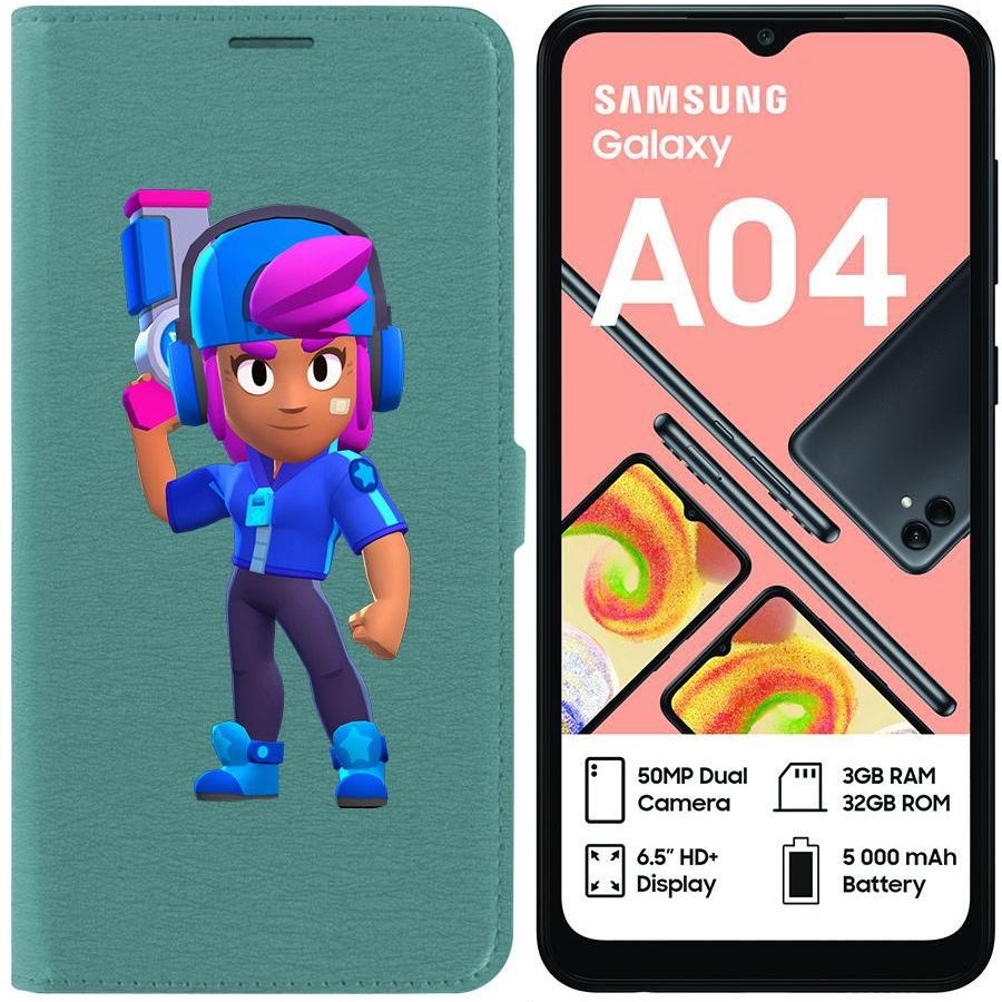 

Чехол-книжка Eco для Samsung Galaxy A04 (A045) Brawl Stars-Звёздная Шелли (зелёный опал)