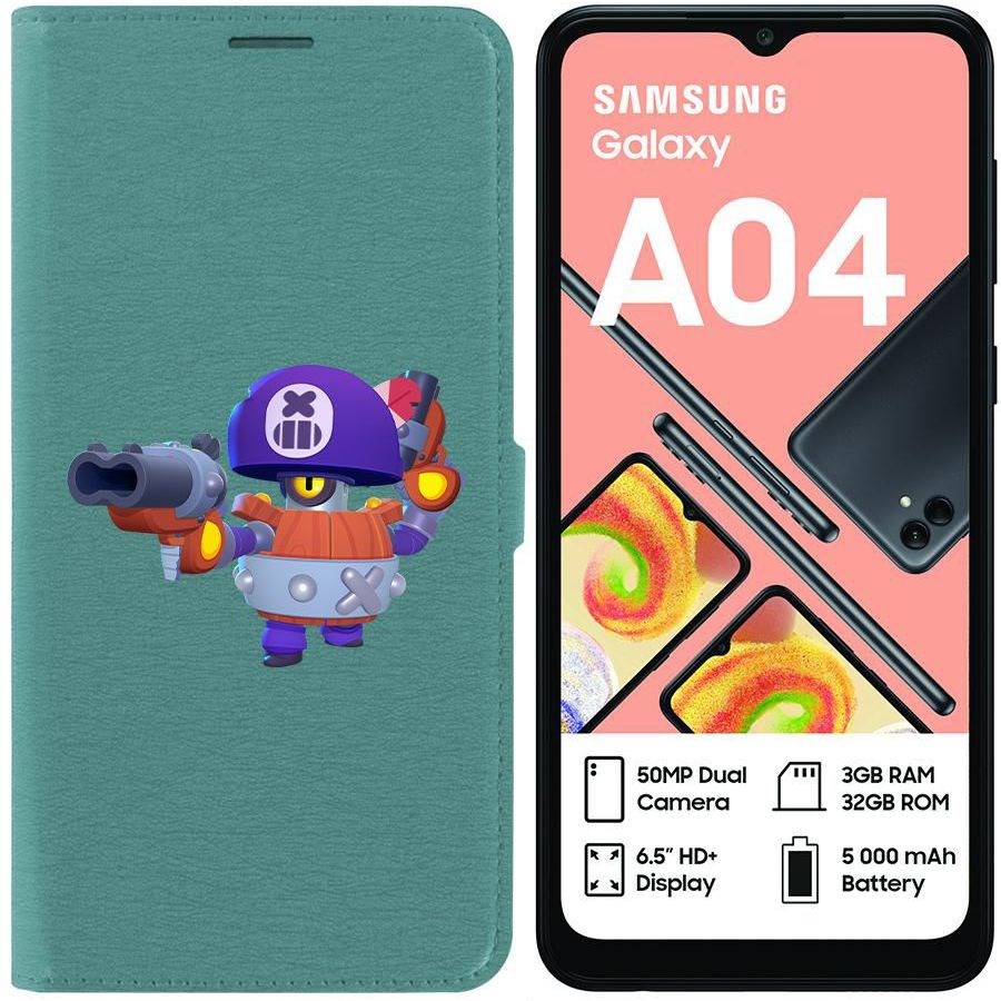 

Чехол-книжка Eco для Samsung Galaxy A04 (A045) Brawl Stars-Дэррил (зелёный опал)