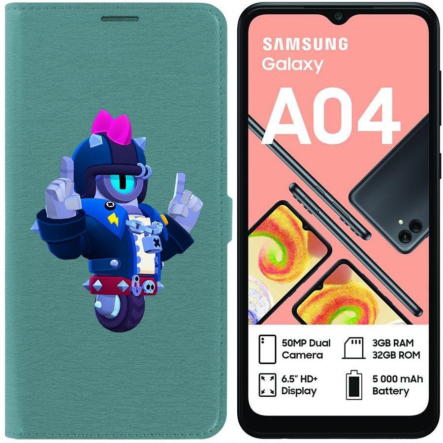 

Чехол-книжка Eco для Samsung Galaxy A04 (A045) Brawl Stars-Дикий Сту (зелёный опал)