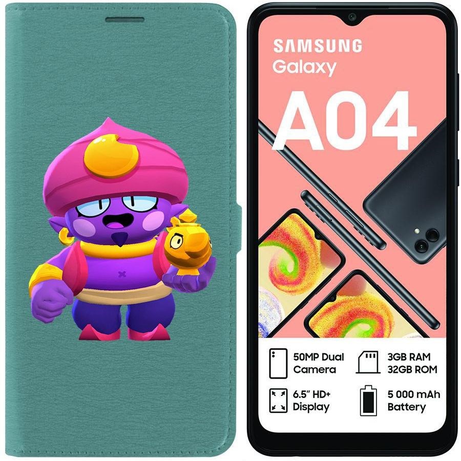 

Чехол-книжка Eco для Samsung Galaxy A04 (A045) Brawl Stars-Джин (зелёный опал)