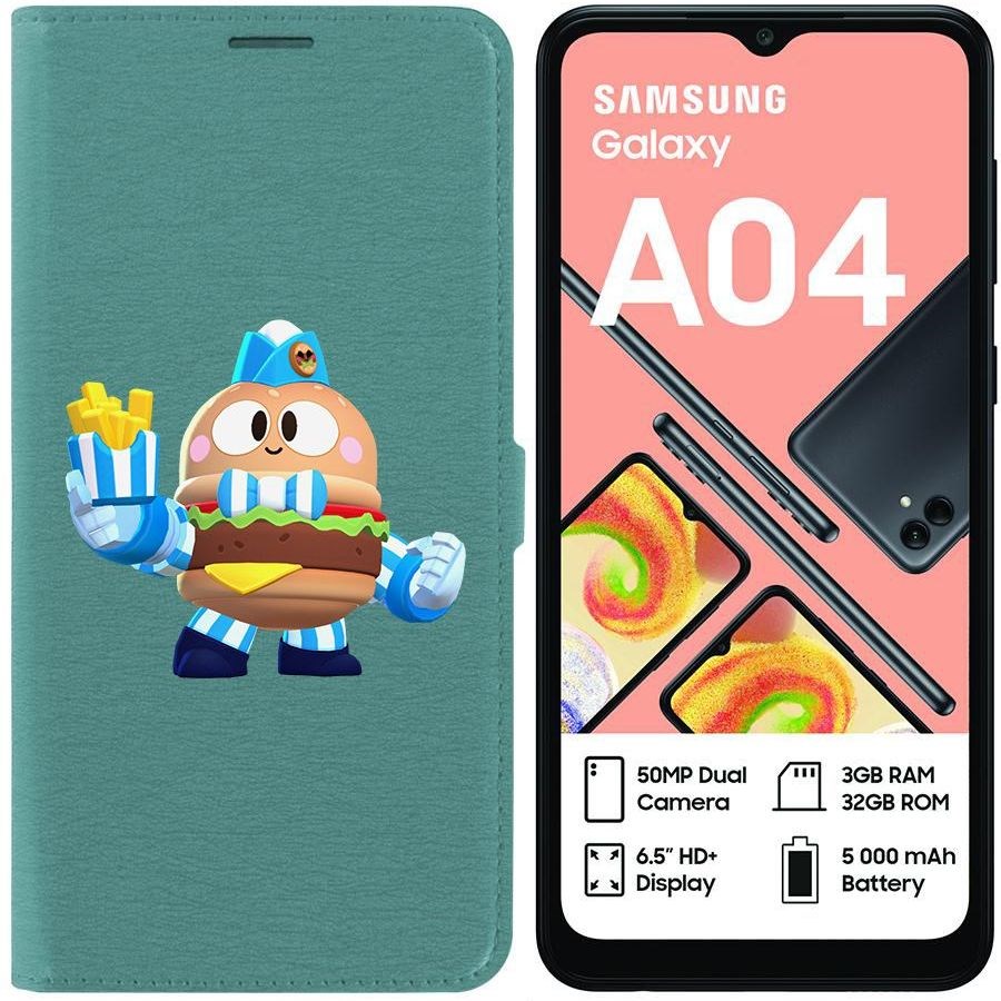 

Чехол-книжка Eco для Samsung Galaxy A04 (A045) Brawl Stars-Бургер Лу (зелёный опал)