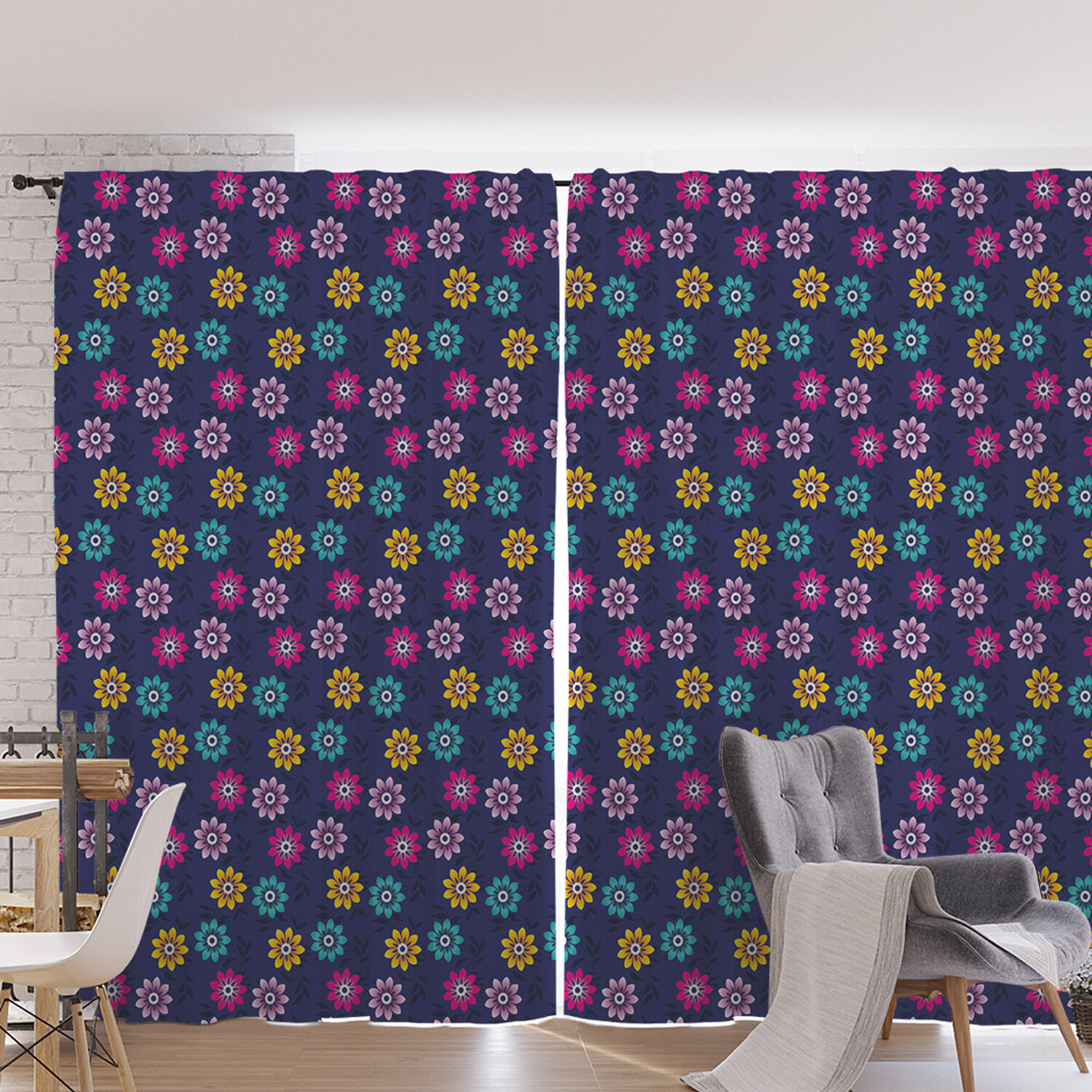 

Шторы под лён JoyArty "Красочные цветы любви", серия Oxford DeLux, 340х265 см, Красочные цветы любви