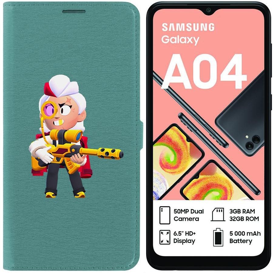 

Чехол-книжка Eco для Samsung Galaxy A04 (A045) Brawl Stars-Белль Голдхэнд (зелёный опал)