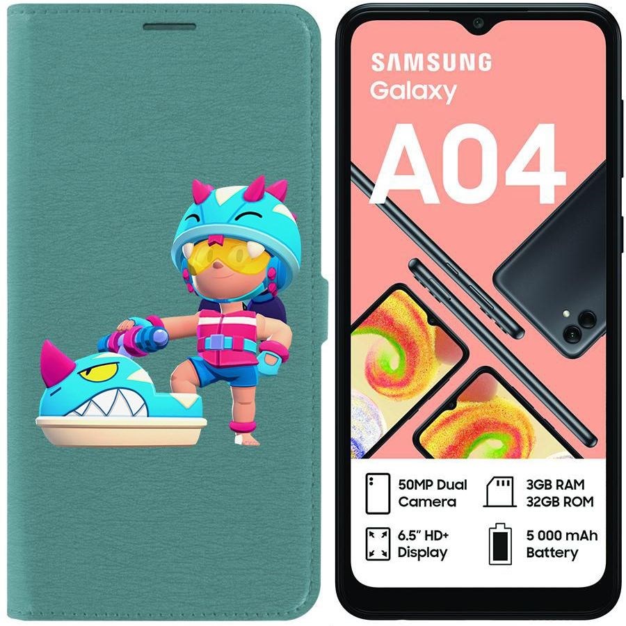 

Чехол-книжка Eco для Samsung Galaxy A04 (A045) Brawl Stars-Аквабайкер Джеки (зелёный опал)