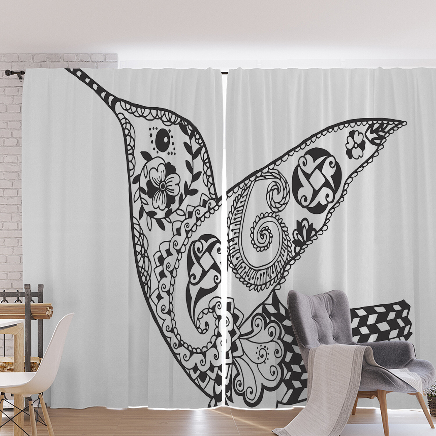 

Шторы под лён JoyArty "Колибри зентангл", серия Oxford DeLux, 340х265 см, Колибри зентангл