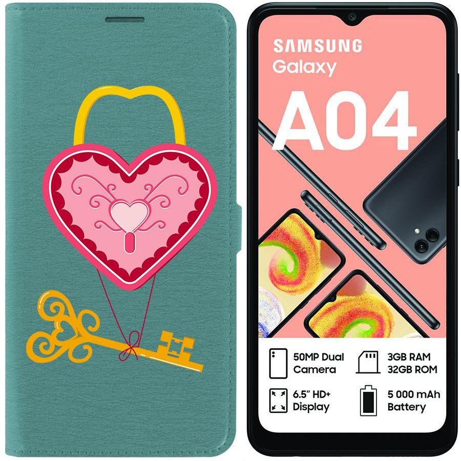 

Чехол-книжка Eco для Samsung Galaxy A04 (A045) Ключ от сердца (зелёный опал)