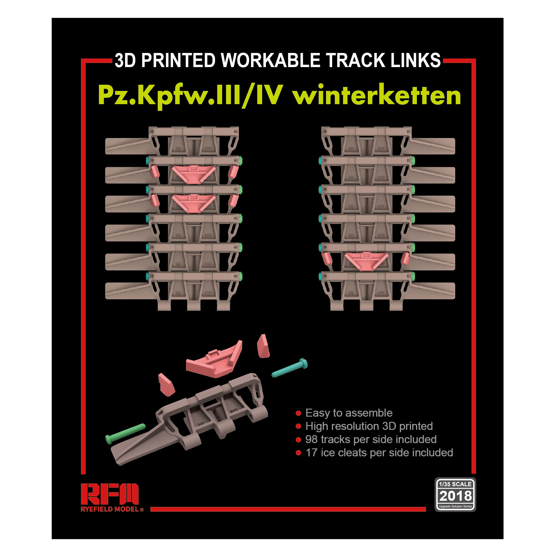 

RM-2018 Rye Field Model 1/35 Рабочие траки для Pz.III/IV winterketten, RM-2018