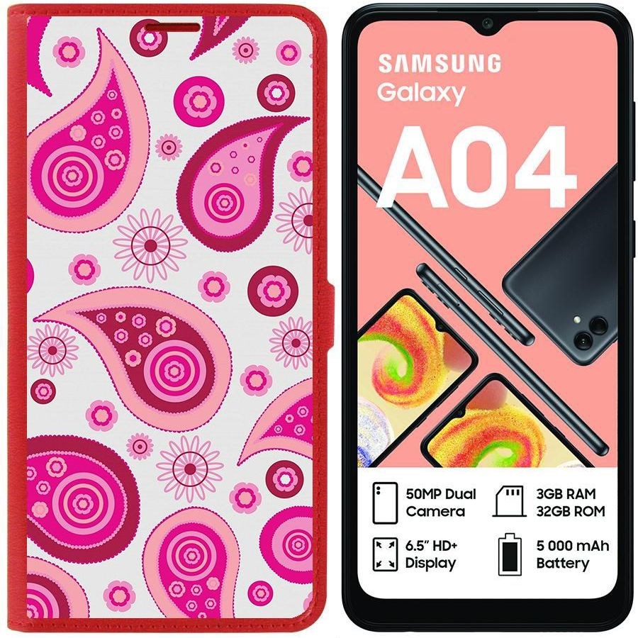 

Чехол-книжка Eco для Samsung Galaxy A04 (A045) Цветочный паттерн 9 (красный)