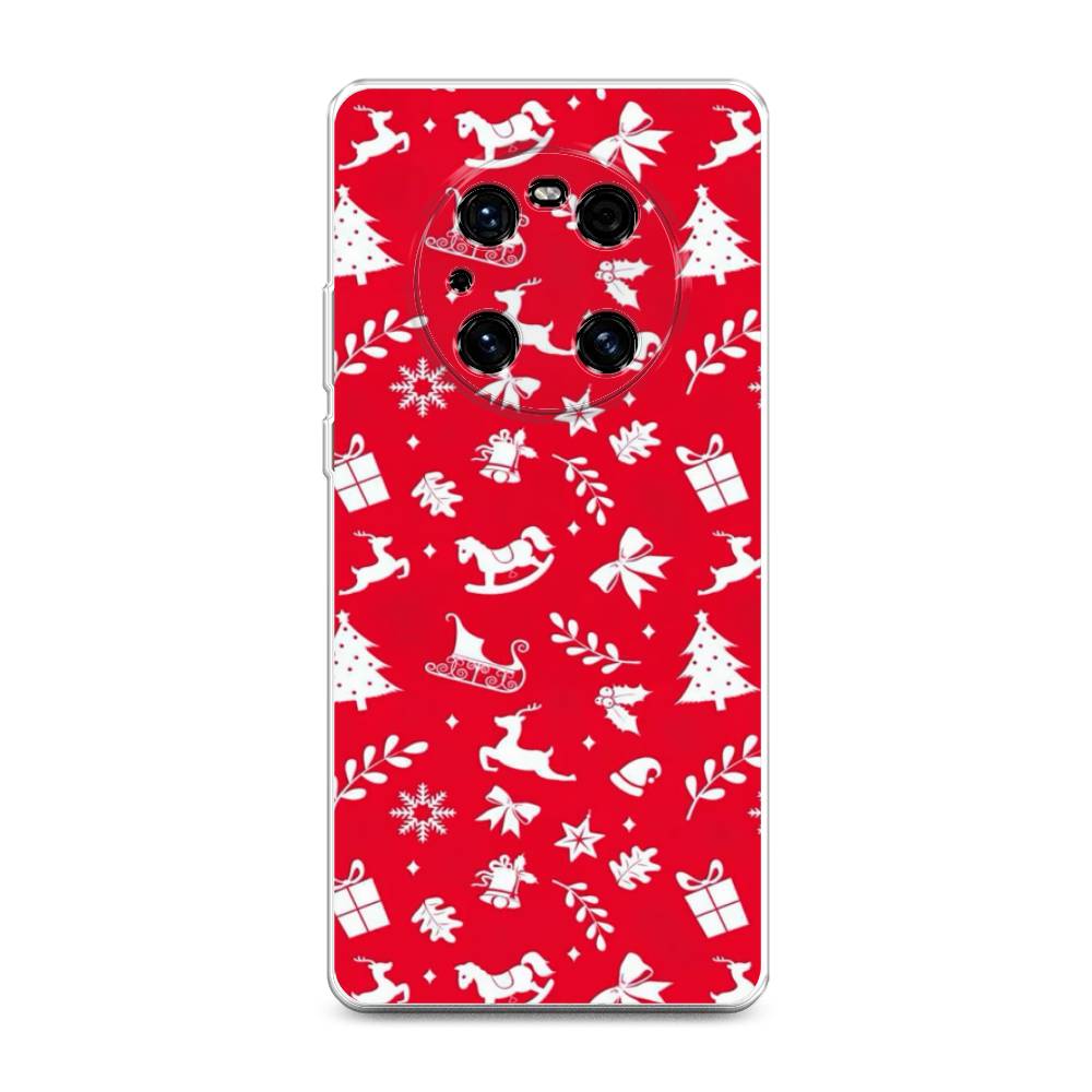 

Чехол на Huawei Mate 40E Pro "Красный новогодний фон", Красный;белый, 6107550-5