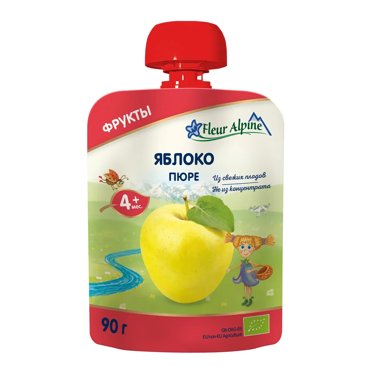 Пюре фруктовое Fleur Alpine Яблоко с 4 месяцев 90 г, 1 шт.