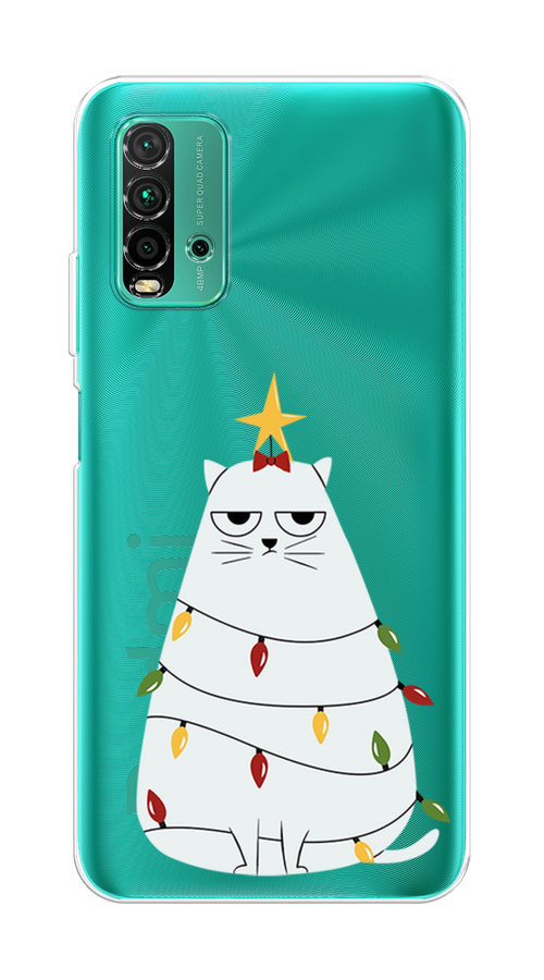 

Чехол на Xiaomi Redmi 9T "Котик в гирлянде", Белый;красный;желтый, 39850-1