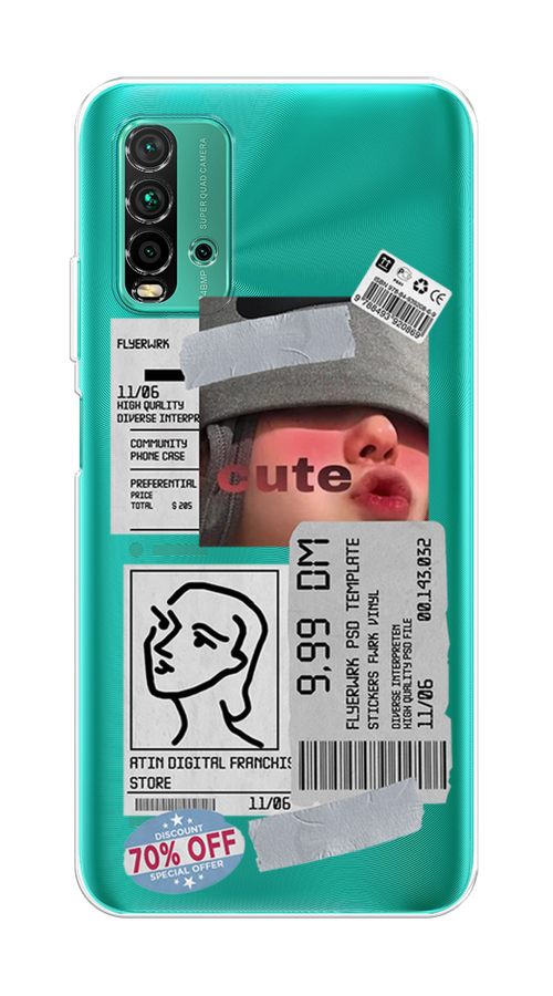

Чехол на Xiaomi Redmi 9T "Cute girl collage", Розовый;серый;голубой, 39850-6