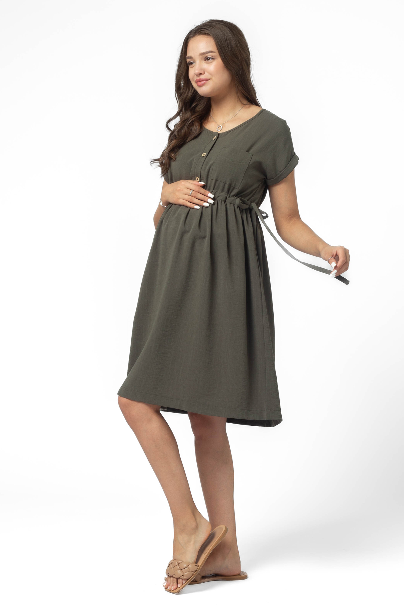 Платье для беременных женское Mama's fantasy MF6014 зеленое 40