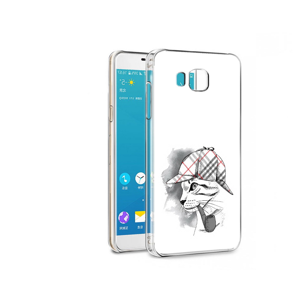 

Чехол MyPads Tocco для Samsung Galaxy Alpha кошка с трубкой (PT13063.503.405), Прозрачный, Tocco