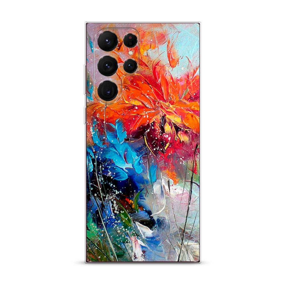 

Чехол на Samsung Galaxy S22 Ultra "Абстрактные цветы", Оранжевый;синий, 2104050-4