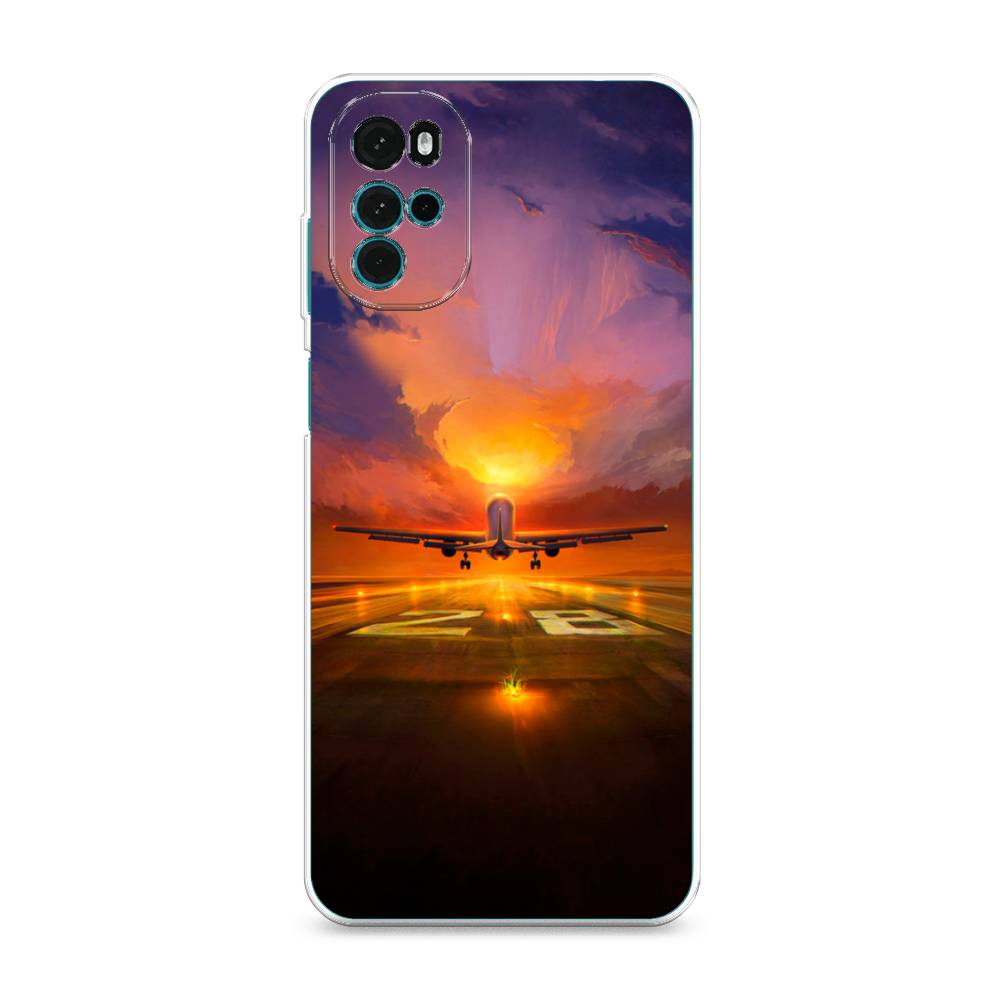 

Чехол на Motorola Moto G22 "Самолет на посадке", Оранжевый;синий, 243150-6
