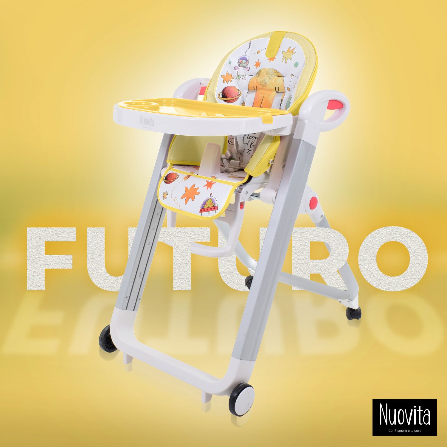 Стульчик для кормления Nuovita Futuro Bianco (Cosmo giallo/Желтый космос) стульчик для кормления nuovita futuro bianco marino морской
