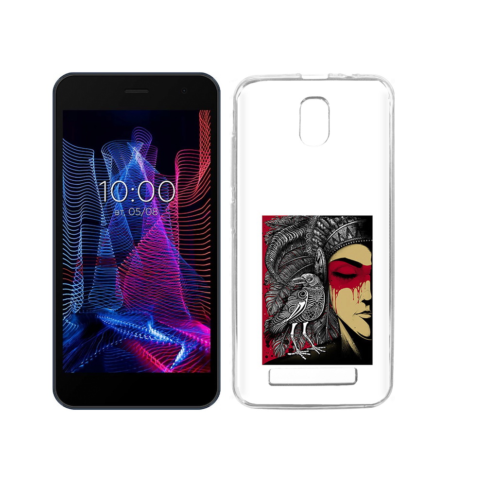 

Чехол MyPads Tocco для BQ 5047L Like девушка с вороном в абстракции, Прозрачный, Tocco