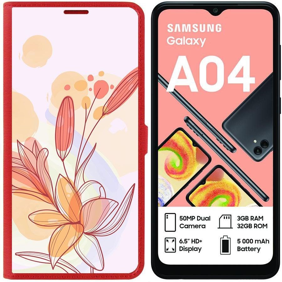 фото Чехол-книжка eco для samsung galaxy a04 (a045) фантазия (красный) krutoff