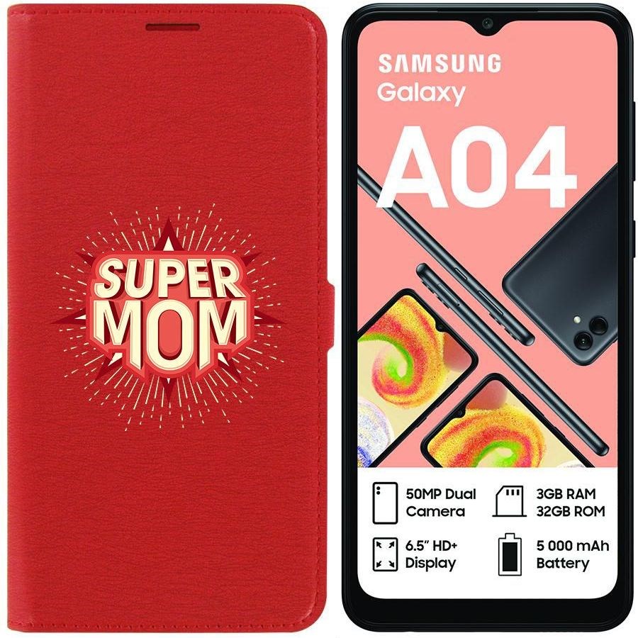 

Чехол-книжка Eco для Samsung Galaxy A04 (A045) Супер Мама (красный)
