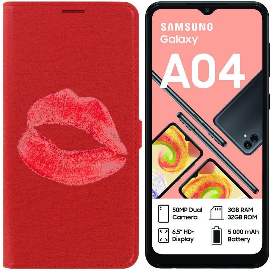 

Чехол-книжка Eco для Samsung Galaxy A04 (A045) След помады (красный)