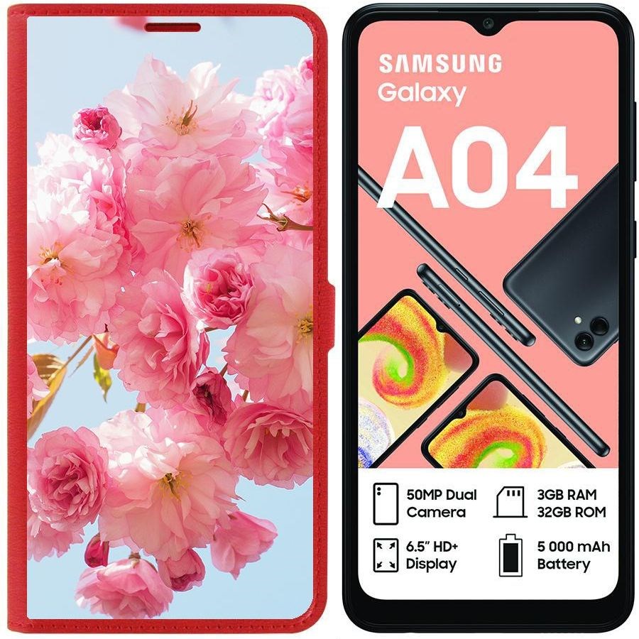 Чехол-книжка Eco для Samsung Galaxy A04 (A045) Сакура (красный)