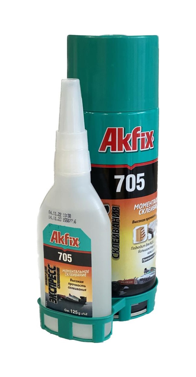 Клей двухкомпонентный Akfix 705 (125гр/400мл) клей akfix 705 аэрозоль 200 мл клей 65 г