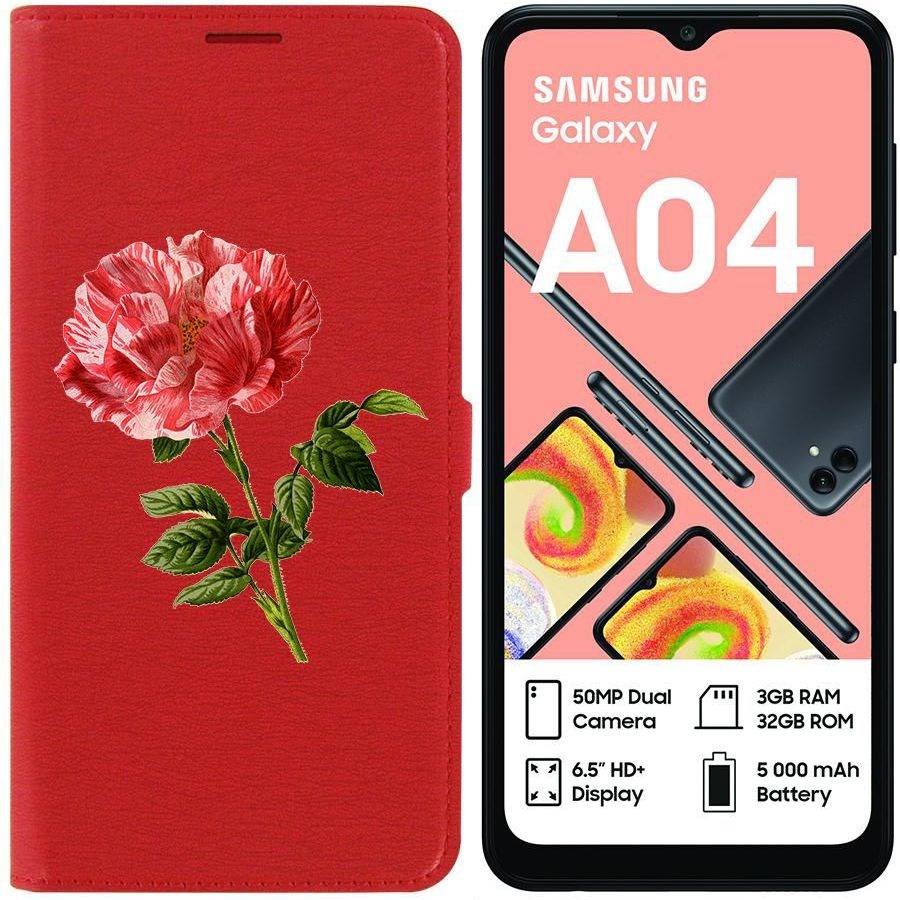 

Чехол-книжка Eco для Samsung Galaxy A04 (A045) Рисованная роза (красный)