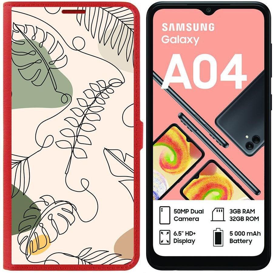 Чехол-книжка Eco для Samsung Galaxy A04 (A045) Линия весны (красный)