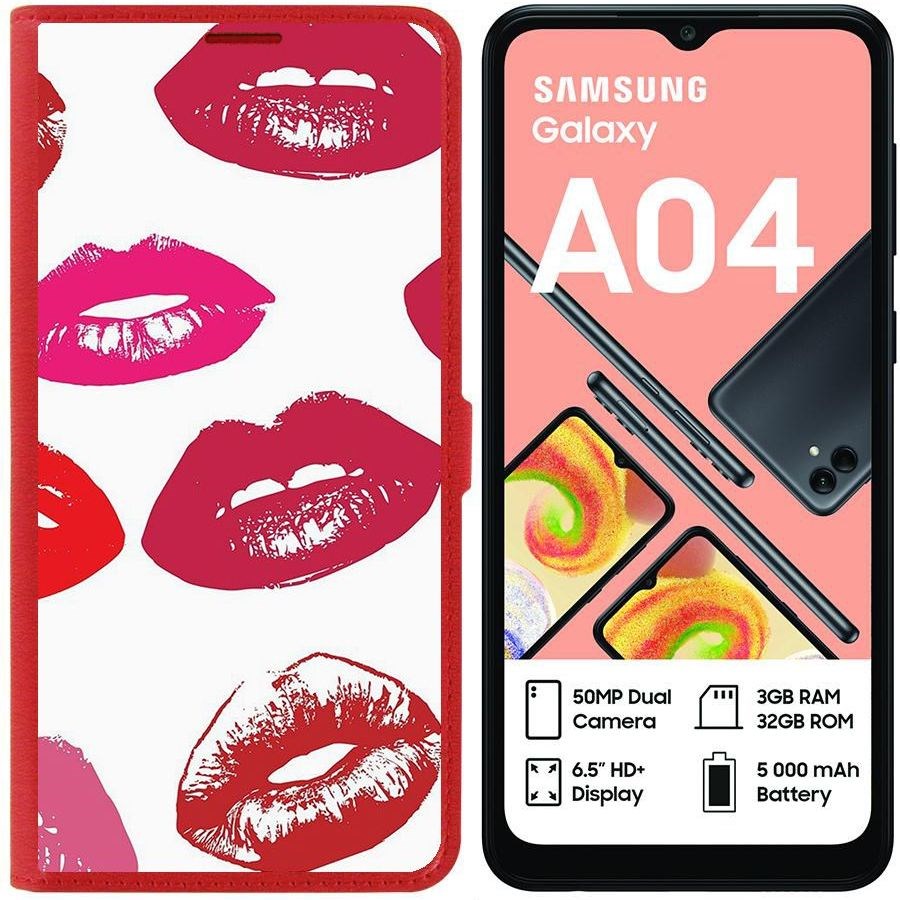 

Чехол-книжка Eco для Samsung Galaxy A04 (A045) Губы паттерн 2 (красный)