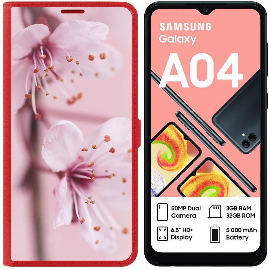 фото Чехол-книжка eco для samsung galaxy a04 (a045) весна (красный) krutoff