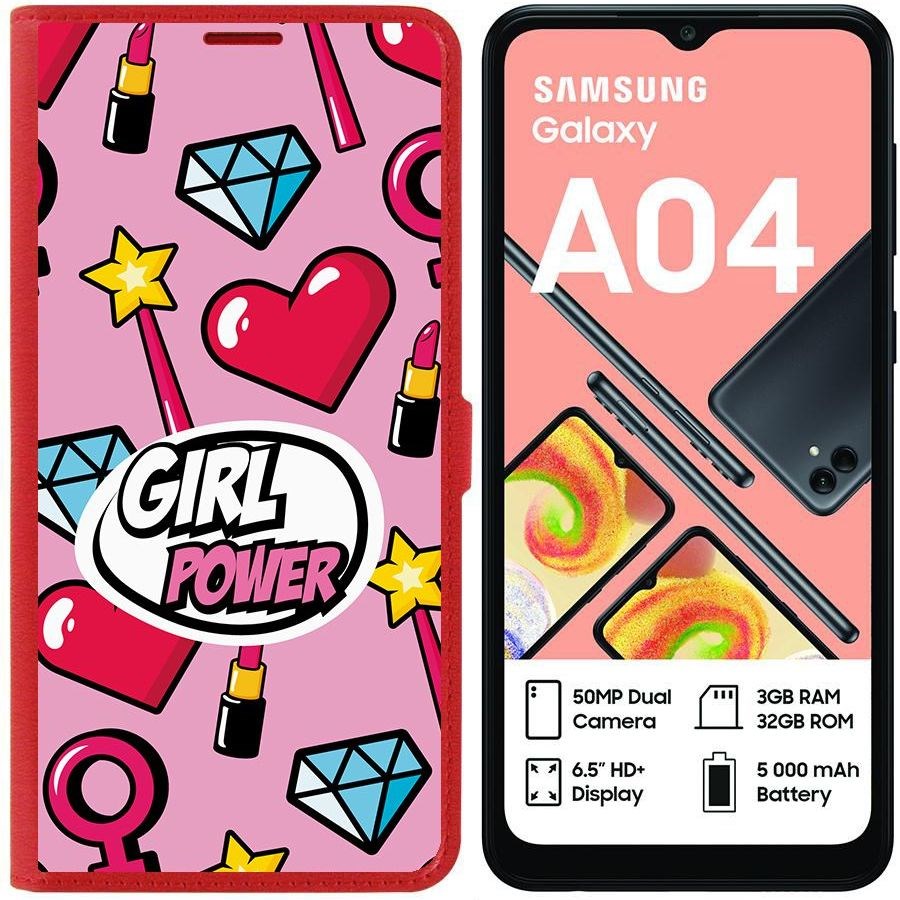 Чехол-книжка Eco для Samsung Galaxy A04 (A045) Girl Power (красный)